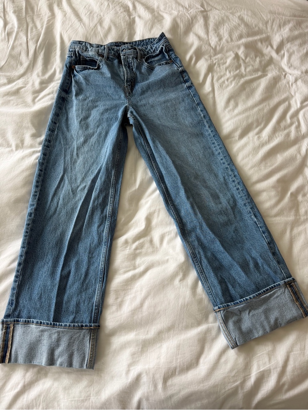 Old Navy Light Wash Cuffed Bottom - Extra High Rise Secret Smooth Pockets